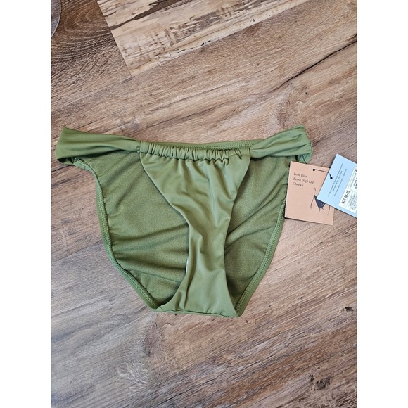 Shade & Shore Other - Shade & Shore Olive Green Low Rise Extra High Leg Cheeky Bikini Bottom XS NWT‎